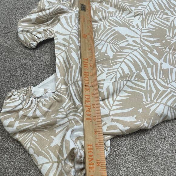 Coastal Beachy Botanical Print LOFT sz 2 Cutout Dress Vacation Resort Palm Midi - Picture 9 of 12